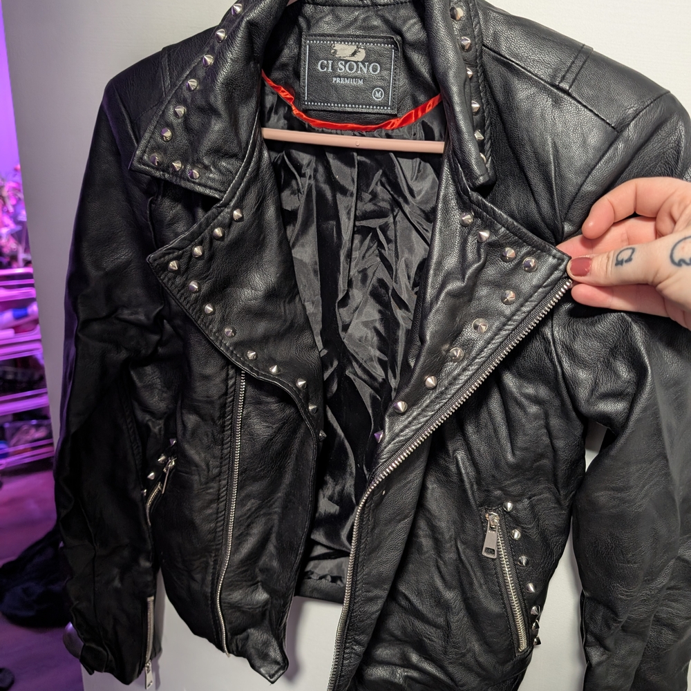 CI SONO Black Studded Faux Leather Jacket